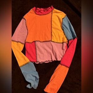 Colorful Patchwork Long Sleeve Top